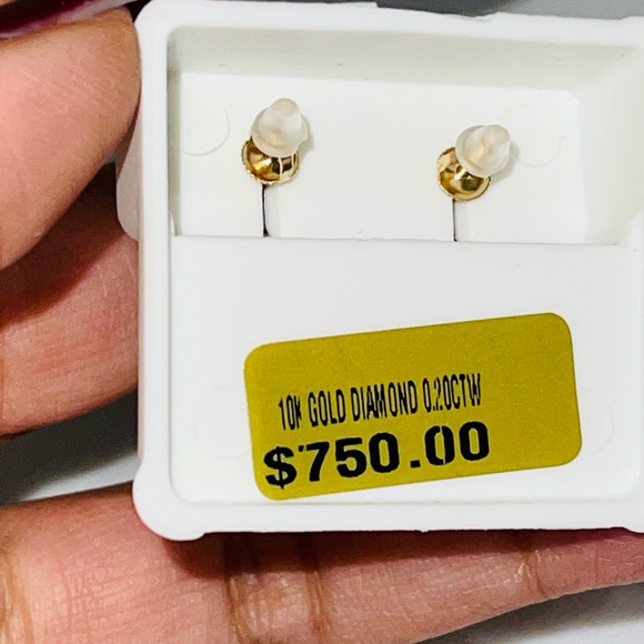 10k REAL Gold Natural REAL Diamond earring FREE Appraisal not plated not cz SALE - Picture 4 of 9